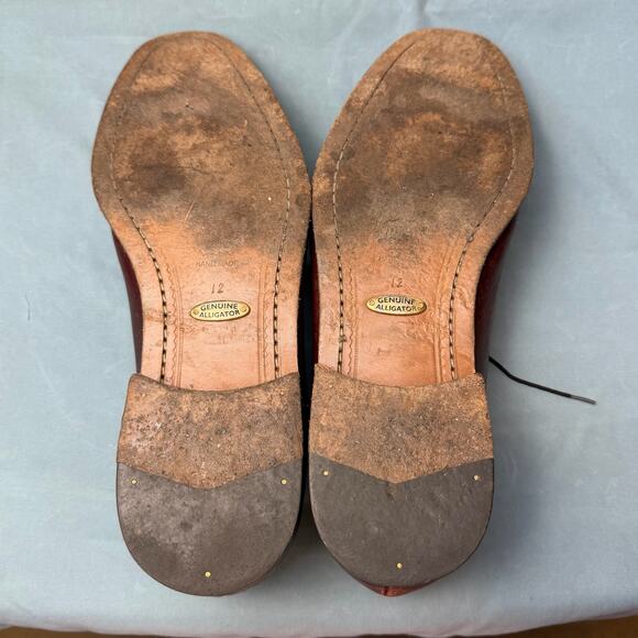 Belvedere Genuine Alligator Leather Oxford Dress Shoes Men’s 12 Burgundy Italy - Picture 6 of 8